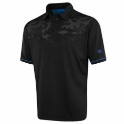 ISLAND GREEN CAMO PRINT GOLF POLO SHIRT – BLACK