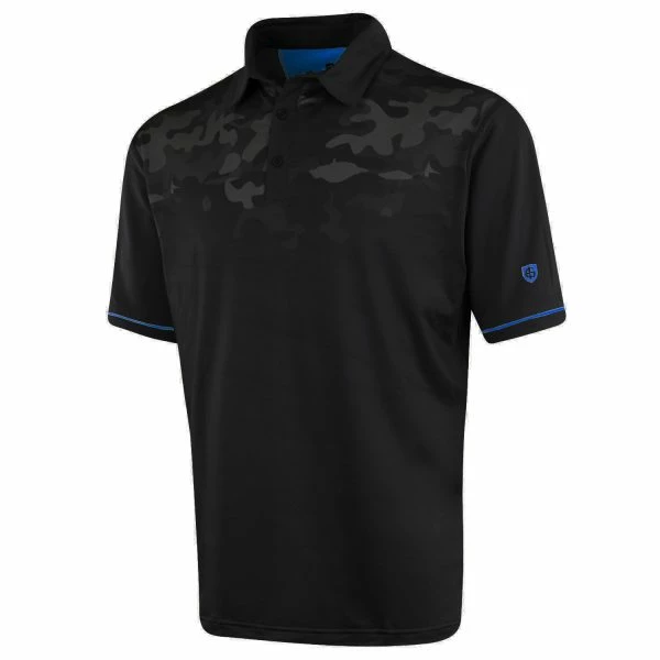 ISLAND GREEN CAMO PRINT GOLF POLO SHIRT – BLACK
