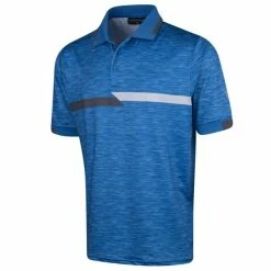 ISLAND GREEN CHEST STRIPE GOLF POLO SHIRT – BLUE