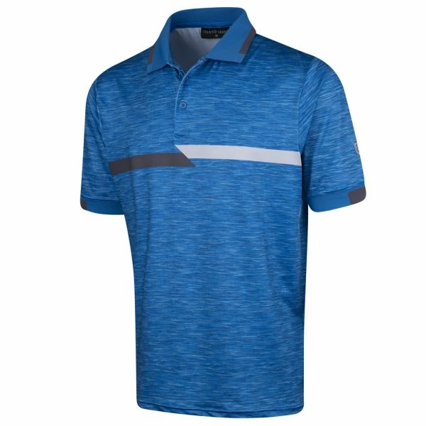 ISLAND GREEN CHEST STRIPE GOLF POLO SHIRT – BLUE