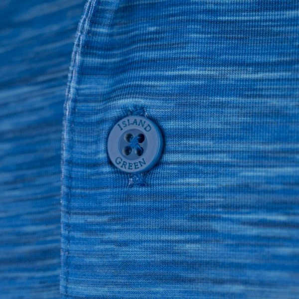 ISLAND GREEN CHEST STRIPE GOLF POLO SHIRT – BLUE - Image 3