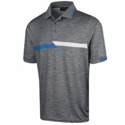 ISLAND GREEN CHEST STRIPE GOLF POLO SHIRT – LIGHT GREY