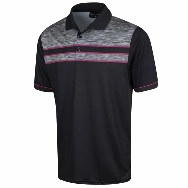 ISLAND GREEN CHEST PANEL GOLF POLO SHIRT – BLACK
