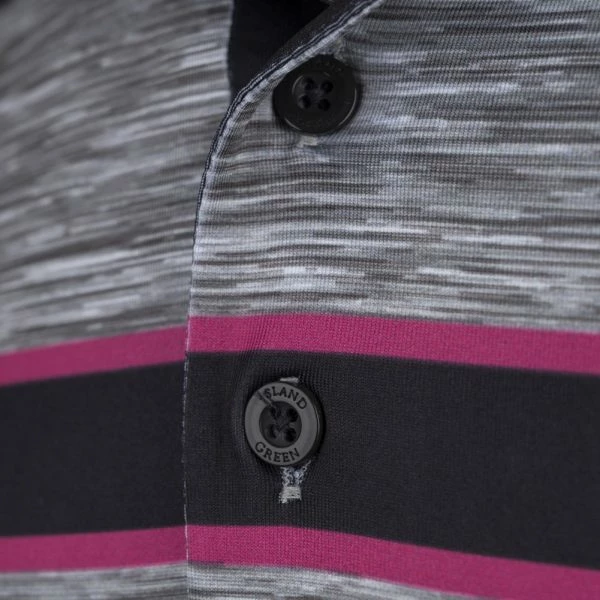 ISLAND GREEN CHEST PANEL GOLF POLO SHIRT – BLACK - Image 4