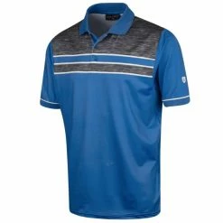 ISLAND GREEN CHEST PANEL GOLF POLO SHIRT – BLUE