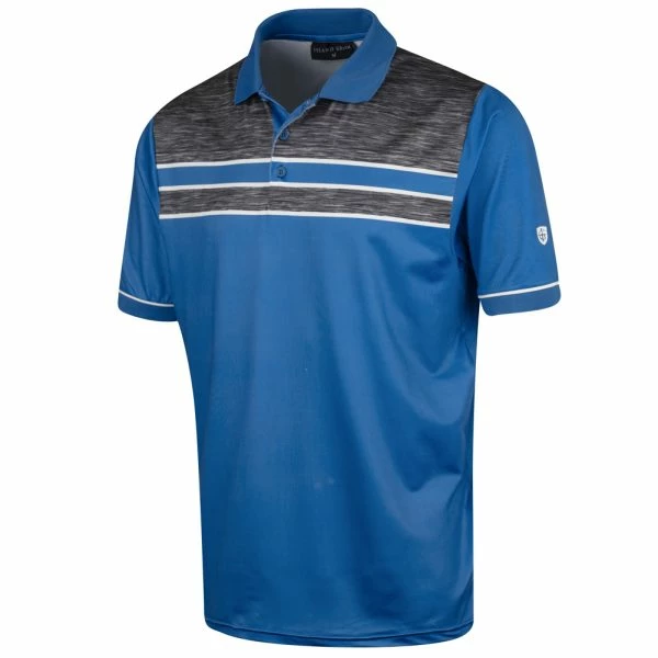 ISLAND GREEN CHEST PANEL GOLF POLO SHIRT – BLUE