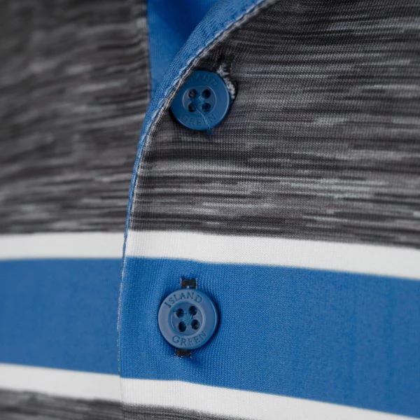 ISLAND GREEN CHEST PANEL GOLF POLO SHIRT – BLUE - Image 4