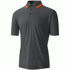 ISLAND GREEN JACQUARD KNIT UV GOLF POLO SHIRT – CHARCOAL / TANGERINE