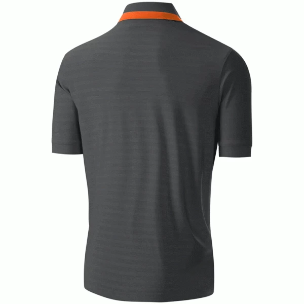 ISLAND GREEN JACQUARD KNIT UV GOLF POLO SHIRT – CHARCOAL / TANGERINE - Image 2