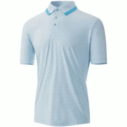 ISLAND GREEN JACQUARD KNIT UV GOLF POLO SHIRT – SKY / AQUA