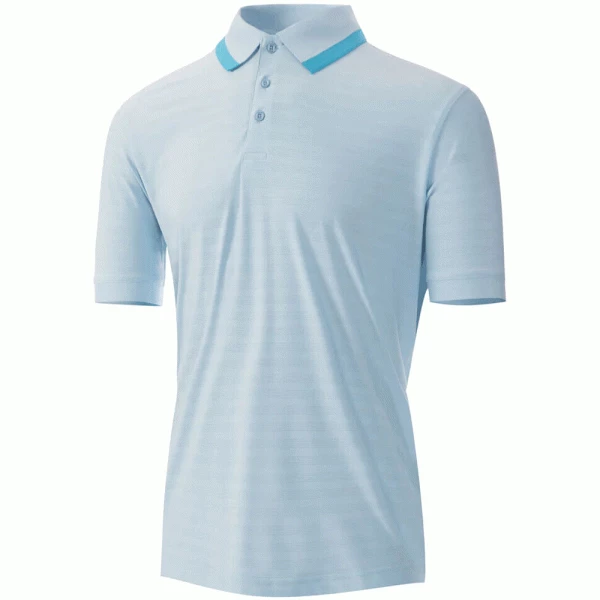 ISLAND GREEN JACQUARD KNIT UV GOLF POLO SHIRT – SKY / AQUA