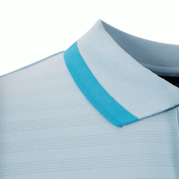 ISLAND GREEN JACQUARD KNIT UV GOLF POLO SHIRT – SKY / AQUA - Image 3