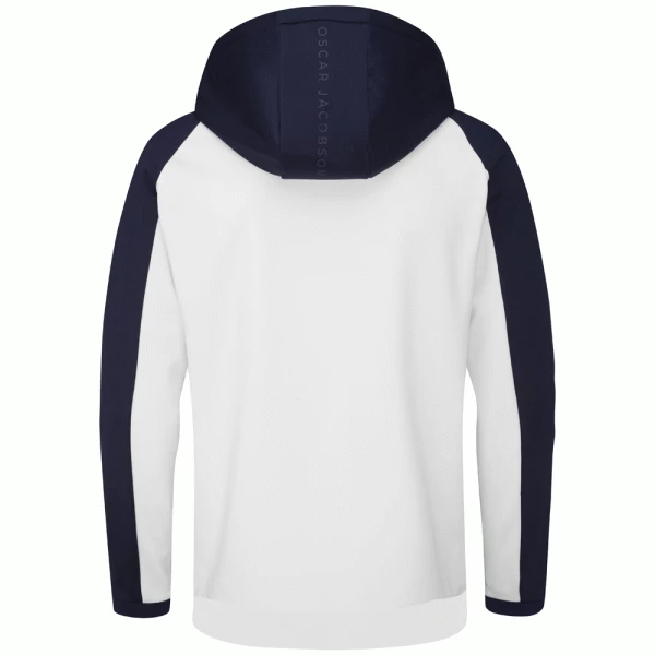 OSCAR JACOBSON TRAPP FLEECE HOODIE – WHITE / NAVY - Image 2