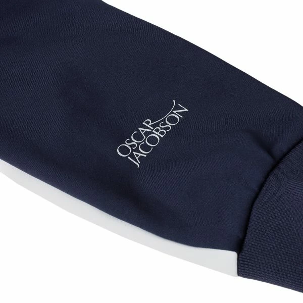 OSCAR JACOBSON TRAPP FLEECE HOODIE – WHITE / NAVY - Image 4