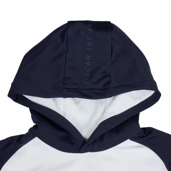 OSCAR JACOBSON TRAPP FLEECE HOODIE – WHITE / NAVY - Image 3