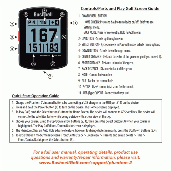 BUSHNELL PHANTOM 2 GOLF GPS – BLUE - Image 9