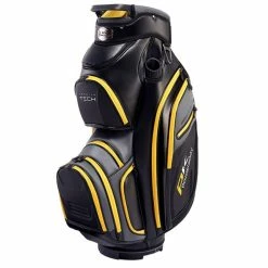 POWAKADDY PREM-TECH 14 WAY DIVIDER GOLF CART TROLLEY BAG – BLACK / GUN METAL / YELLOW
