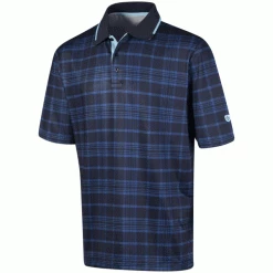 ISLAND GREEN PLAID CHECK PRINT GOLF POLO SHIRT – NAVY