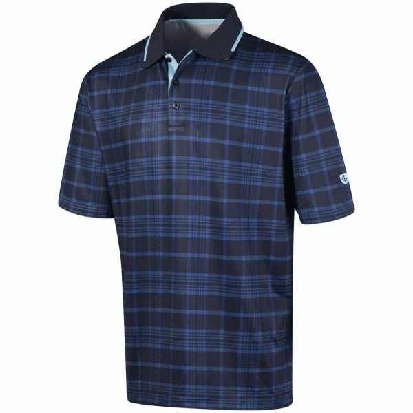 ISLAND GREEN PLAID CHECK PRINT GOLF POLO SHIRT – NAVY
