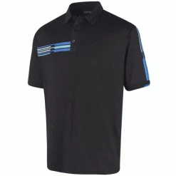 ISLAND GREEN RACING STRIPE GOLF POLO SHIRT – BLACK