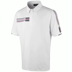 ISLAND GREEN RACING STRIPE GOLF POLO SHIRT – WHITE