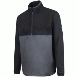 ISLAND GREEN RIBBED PRINT 1/4 ZIP PULLOVER – BLACK / CHARCOAL