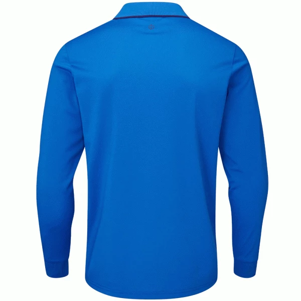 OSCAR JACOBSON SHELDON LONG SLEEVE POLO SHIRT – ROYAL BLUE - Image 2