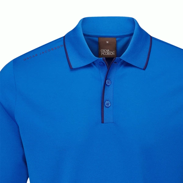 OSCAR JACOBSON SHELDON LONG SLEEVE POLO SHIRT – ROYAL BLUE - Image 3