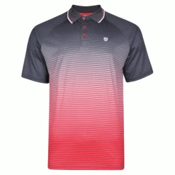 ISLAND GREEN SUBLIMATION STRIPE GOLF POLO SHIRT – CHARCOAL / RED