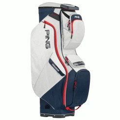 PING TRAVERSE 214 GOLF CART BAG – PLATINUM / NAVY / RED