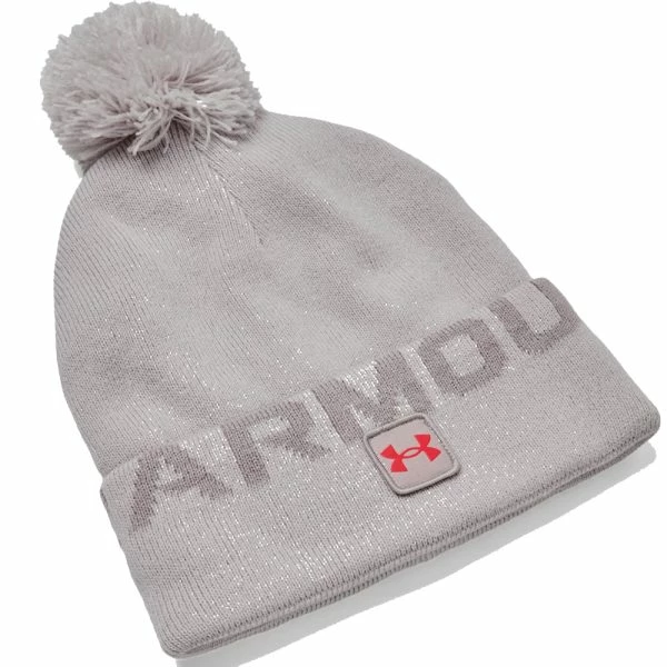 UNDER ARMOUR HALFTIME FLEECE POM BEANIE – GHOST GRAY / TIN