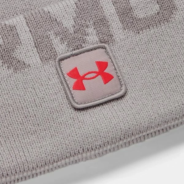 UNDER ARMOUR HALFTIME FLEECE POM BEANIE – GHOST GRAY / TIN - Image 2