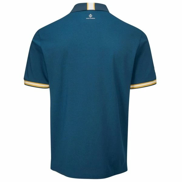 OSCAR JACOBSON DURHAM POLO SHIRT – TEAL / OCHRE - Image 2