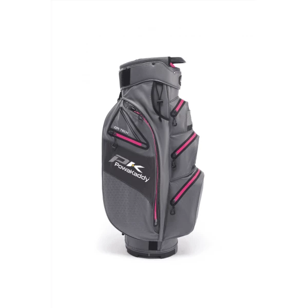 POWAKADDY DRI-TECH 14 WAY WATERPROOF GOLF CART TROLLEY BAG – GUN METAL / PINK - Image 2