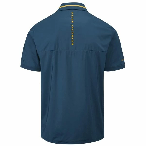 OSCAR JACOBSON MARSDEN POLO SHIRT – TEAL / OCHRE - Image 2