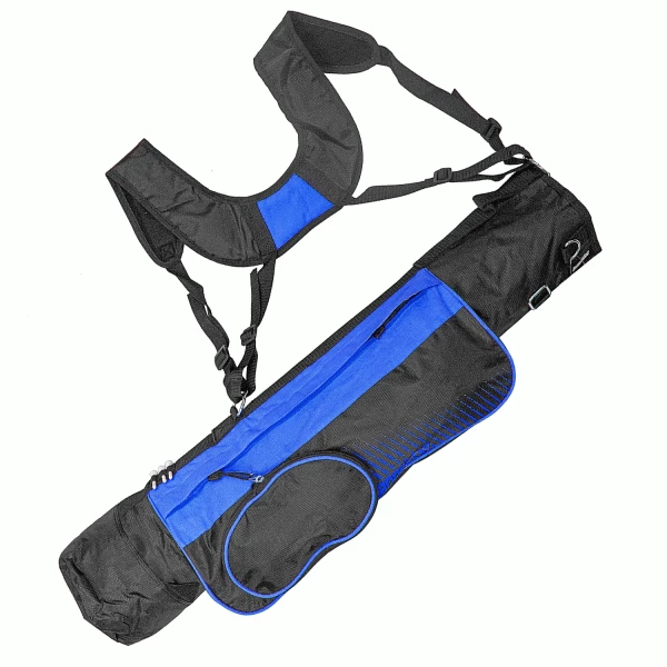 LONGRIDGE 5” DUAL STRAP GOLF PENCIL BAG – BLACK / BLUE